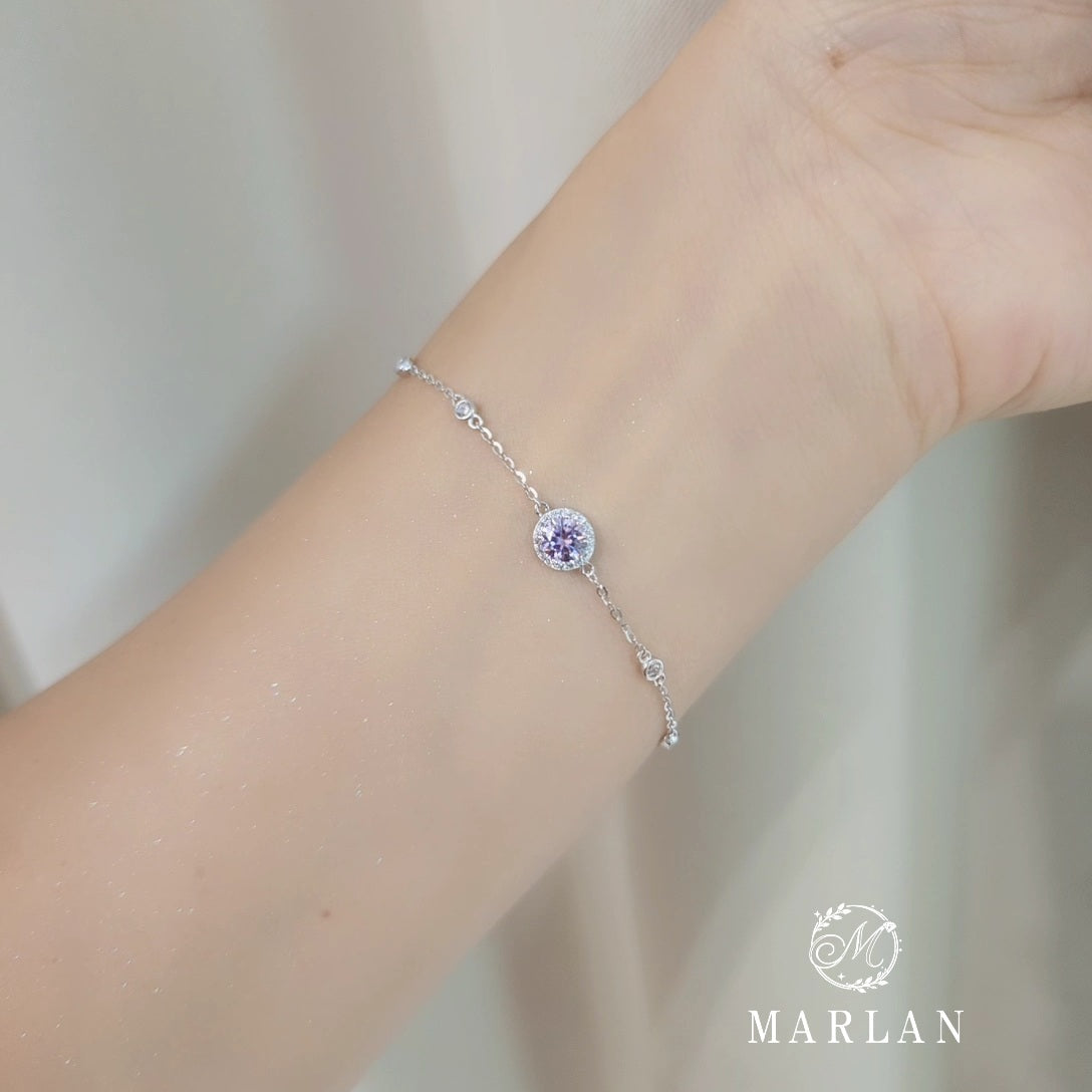 モアサナイト ブリリアント ラベンダーオーラ ハローブレスレット(0.5ct)