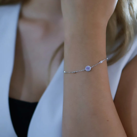 モアサナイト ブリリアント ラベンダーオーラ ハローブレスレット(0.5ct)