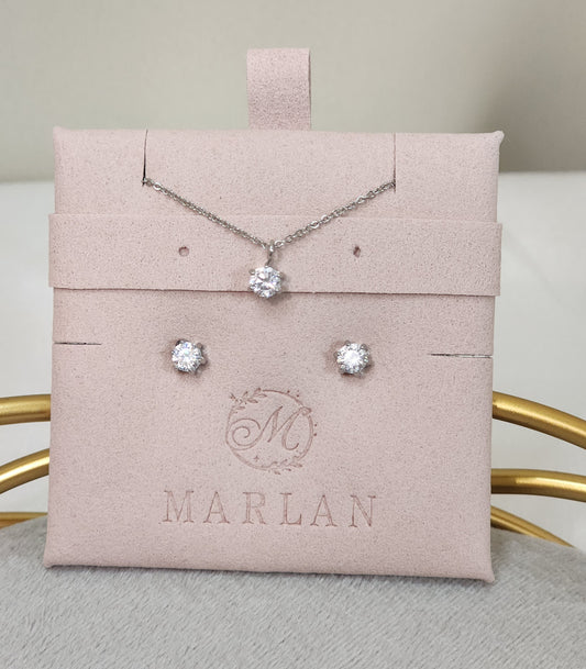 ZC Studs Necklace & Earring Set  (4mm)