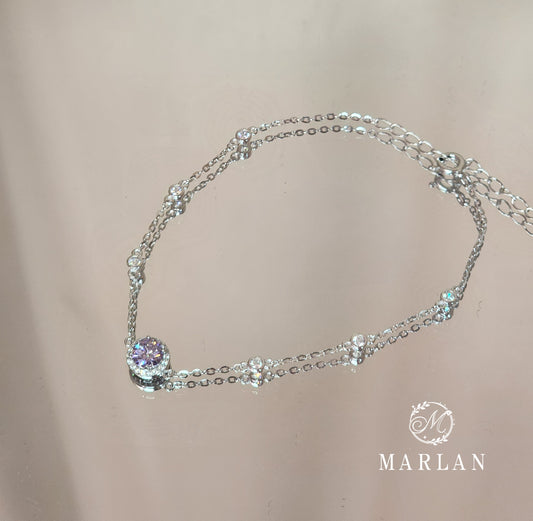 Moissanite Brilliant Lavender Aura Halo Bracelet(0.5ct)
