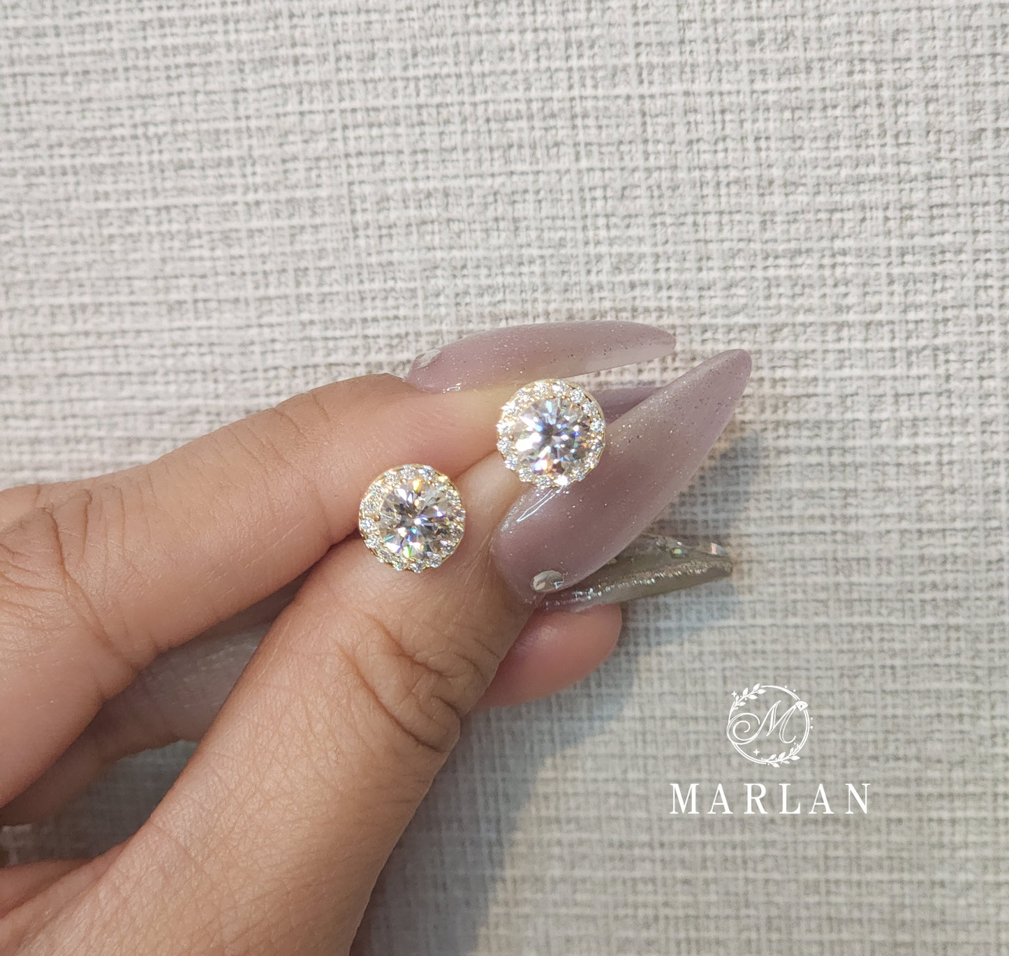Moissanite Brilliant  Halo Earrings (0.8ct)