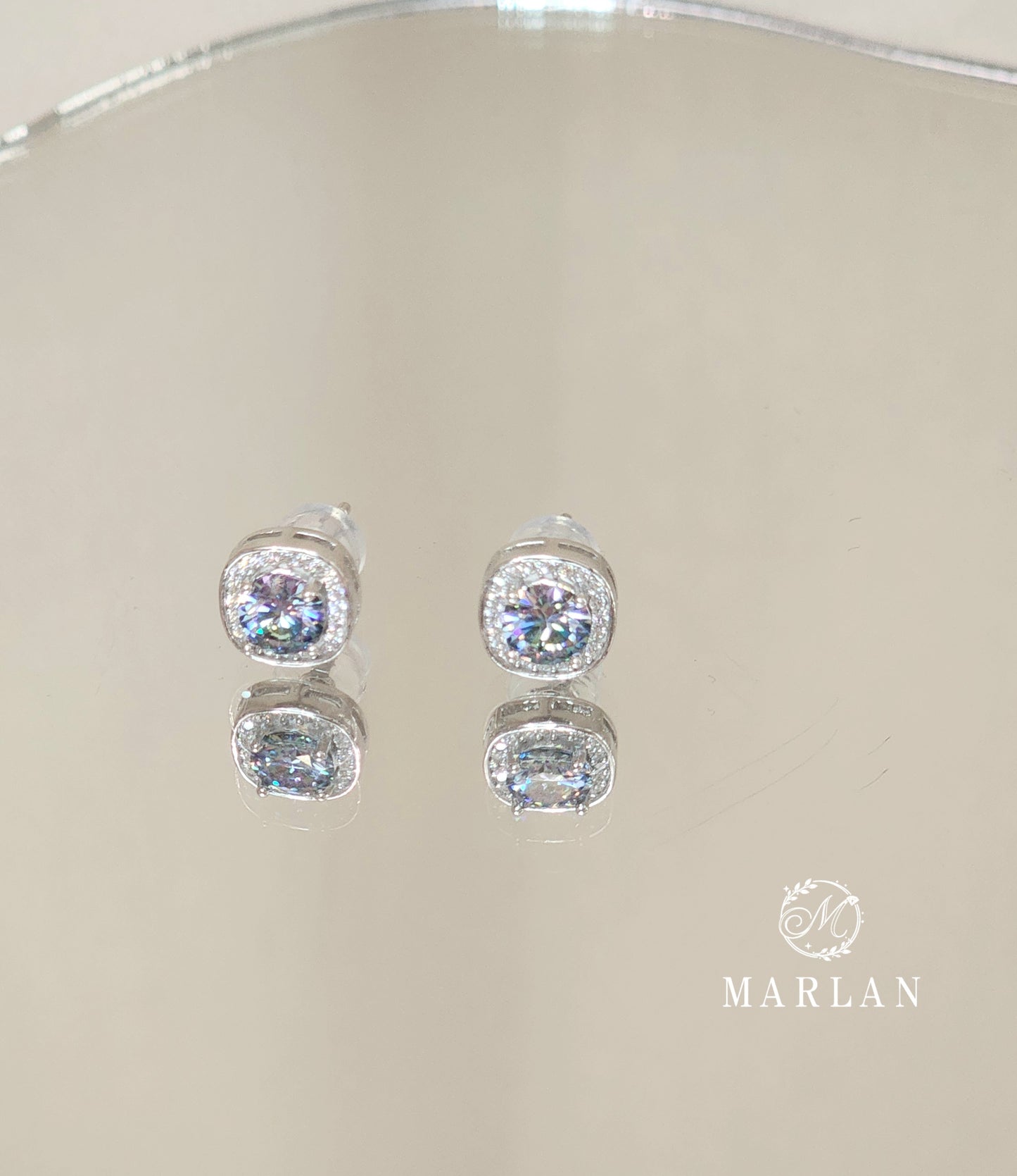Moissanite Brilliant Aurora Borealis Halo Set(0.5ct)