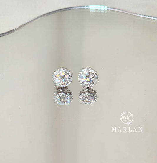 Moissanite Brilliant  Halo Earrings (0.8ct)