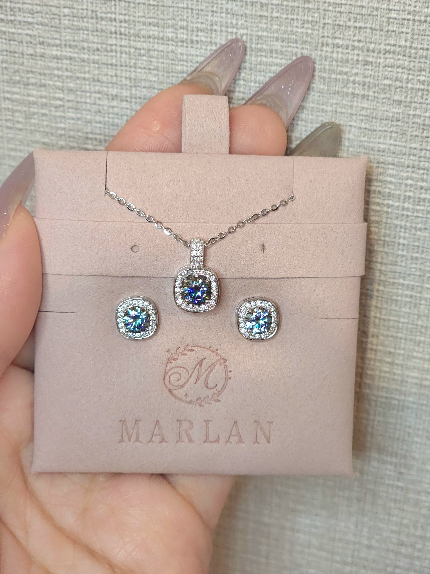 Moissanite Brilliant Aurora Borealis Halo Set(0.5ct)