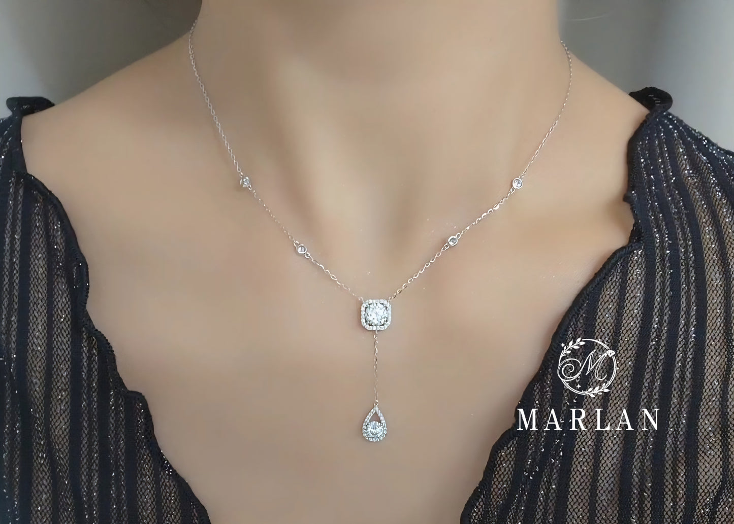 Moissanite Brilliant Celestial Tears Necklace(1ct)