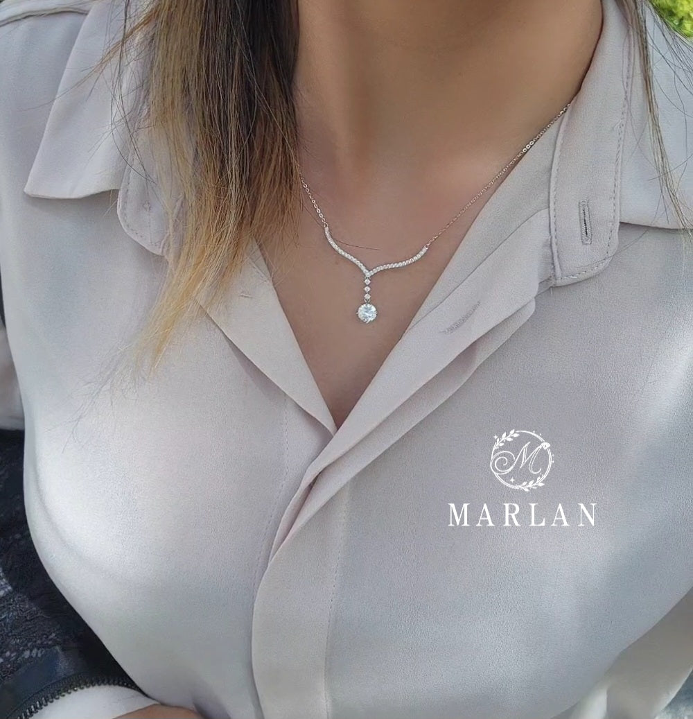 Moissanite Brilliant V-Drop Necklace(1ct)