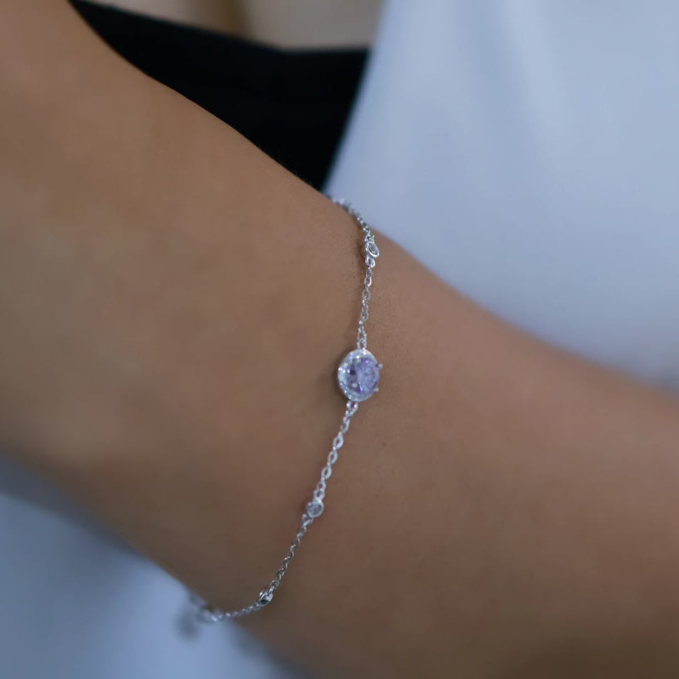 モアサナイト ブリリアント ラベンダーオーラ ハローブレスレット（0.5ct）